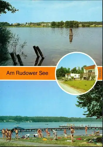Ansichtskarte Lenzen (Elbe) Uferbereich, Badestrand mit Bootssteg 1985