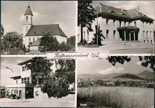 Ansichtskarte Seifhennersdorf Kirche, Theater, Gasthaus, Überblick 1961