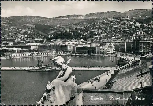 Ansichtskarte Triest Trieste Blick über die Stadt und Den Hafen 1955