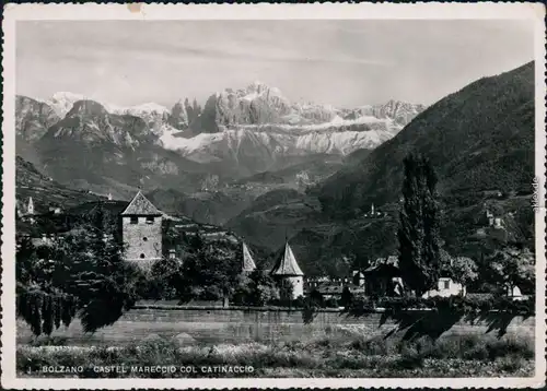 Bozen Bolzano Schloss Maretsch mit Bergmassiv im Hintergrund 1940