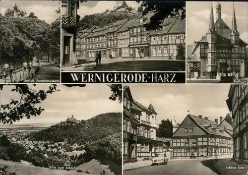 Ansichtskarte Wernigerode Schloß, Rathaus, Panorama, Schöne Ecke 1969