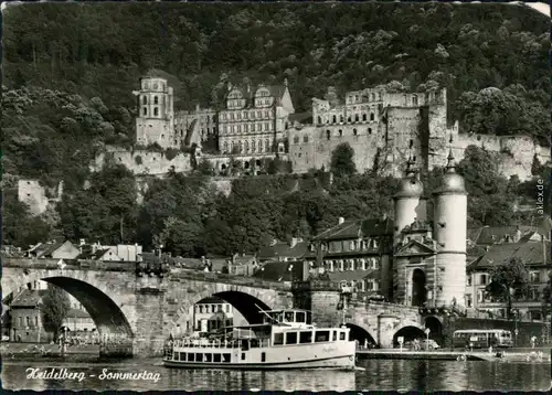 Ansichtskarte Heidelberg Schloss mit Brücke und Fähre 1971