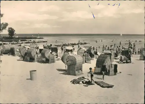 Ansichtskarte Ueckermünde Strand mit vielen Strandkörben 1964