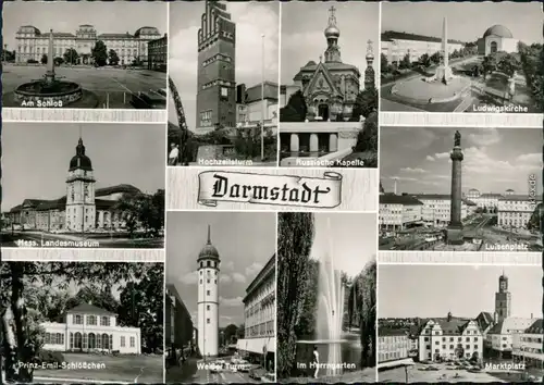 Darmstadt Schloß, Hochzeitsturm, Russische Kapelle, Ludwigskirche uvm. 1964