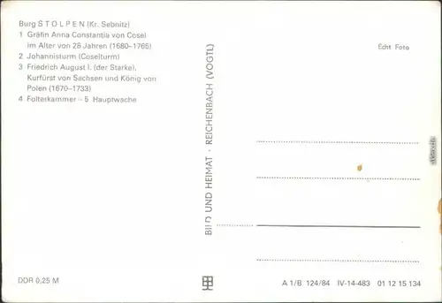 Ansichtskarte Stolpen Burg Stolpen Mehrbild 1984