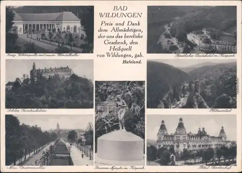 Bad Wildungen Neue Brunnenallee, Hotel Fürstenhof, Brunnen und Panorama 1933 