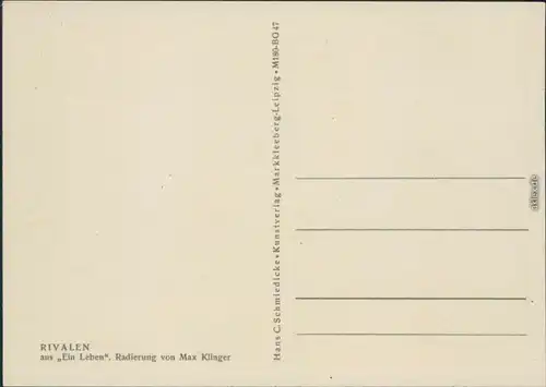 Ansichtskarte  Rivalen - Radierung von Max Klinger 1955