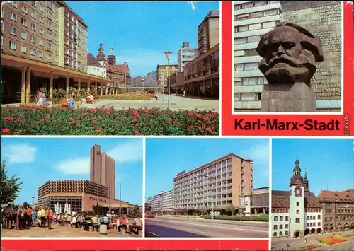 Chemnitz Karl-Marx-Stadt Rosenhof, Karl-Marx-Monument Interhotel "Kongreß" 1980