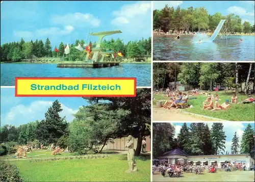 Schneeberg (Erzgebirge) Strandbad Filzteich mit Sprungturm und Gaststätte 1979