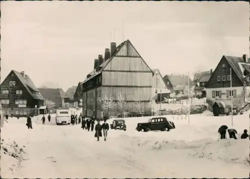 Ansichtskarte Altenberg (Erzgebirge) Marktplatz im Schnee 1961