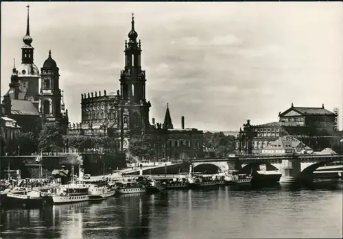 Innere Altstadt-Dresden Hofkirche Dresden Trinitatis Dampferanlegestelle 1960