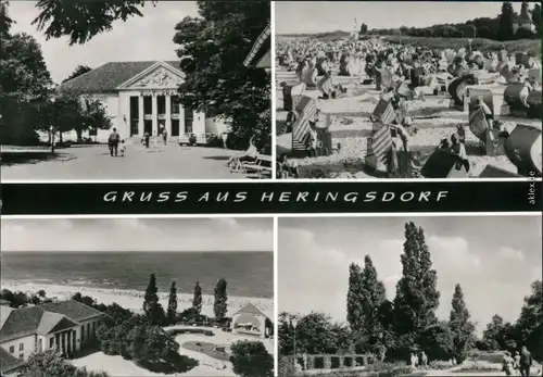 Ansichtskarte Heringsdorf  Usedom Kulturhaus, Strand, Strandleben 1983