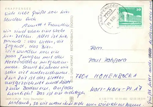 Ansichtskarte Groß Särchen-Lohsa Łaz Knappensee Badestrand 1979