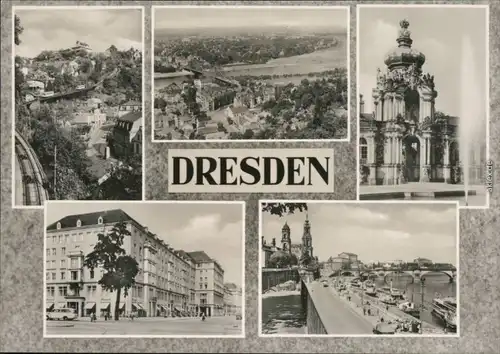 Dresden Schwebebahn, Panorama-Ansicht, Blaue Wunder, Zwinger, Altmarkt,  1967