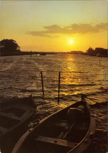 Allgemein Mecklenburg Vorpommern Sonnenuntergang am Meer mit Booten 1982