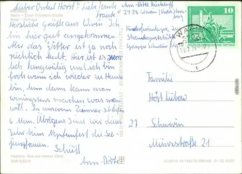 Brüel Panorama-Ansicht, Warin - Ernst-Thälmann-Straße, Brüel - Rathaus 1979