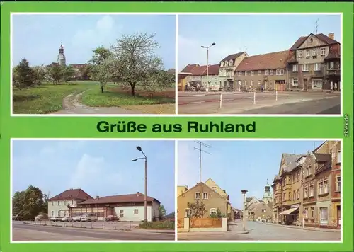 Ruhland Rólany Teilansicht, Markt, Gaststätte "Zollhaus", Bahnhofstraße 1985