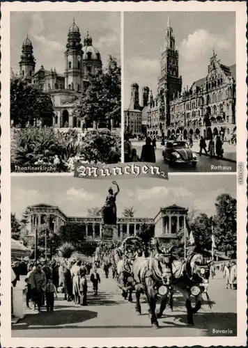 Ansichtskarte München Theatinerkirche, Rathaus, Bavaria 1957