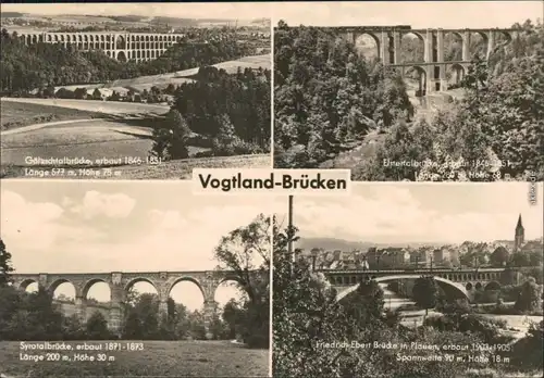 Plauen (Vogtland) 4 Bild. Göltzschtalbrücke, Syratalbrücke,  1966
