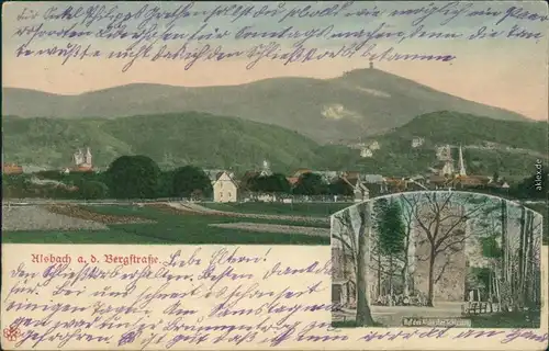 Ansichtskarte Alsbach-Hähnlein 2 Bild: Stadt und Aussichtsturm Bergstraße 1905