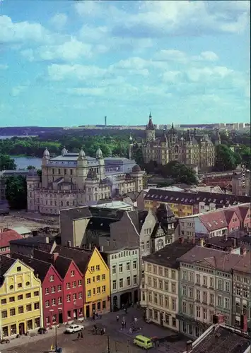 Ansichtskarte Schwerin Blick zur Altstadt mit Theater und Schloß 1985