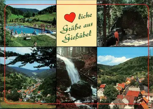 Ansichtskarte Gießübel-Schleusegrund Stadt, Freibad und Umlandansichten 1999