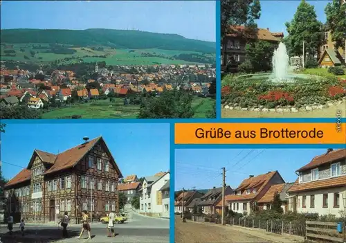 Brotterode Stadt, Platz der Jugend, Rathaus und Siedlerstraße 1987