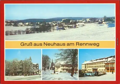 Neuhaus am Rennweg Stadt, Erholungsheim, Rathaus und Kreishaus im Winter 1988