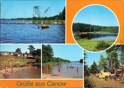 Canow-Wustrow (Mecklenburgische Seenplatte) Mehrbild See und Zeltplatz 1982
