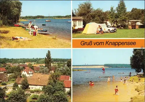 Ansichtskarte Groß Särchen-Lohsa Zeltplatz Knappensee Badestrand Surfer 1988