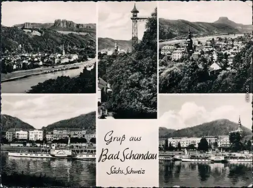 Ansichtskarte Bad Schandau Panorama-Ansicht, Elbedampfer 1959