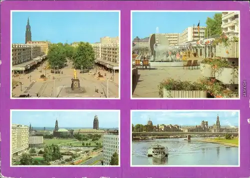 Dresden Straße der Befreiung, Rathaus, Kreuzkirche, Brücke der Einheit 1981