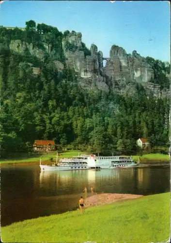 Ansichtskarte Ansichtskarte Rathen Bastei mit Luxusmotorschiff g1988