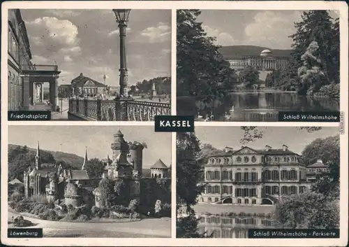 Kassel Cassel Friedrichsplatz, Löwenburg, Schloss Wilhelmshöhe 1951