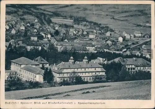 Bad Orb Panorama mit Blick auf Kinderheilanstalt und Spessartsanatorium 1954