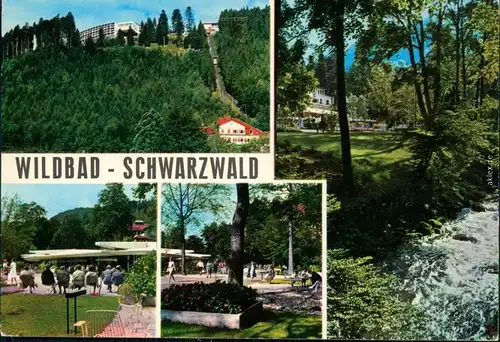 Bad Wildbad Seilbahn zum Kurhotel, Hotel mit Bachlauf, Pavillon 1979