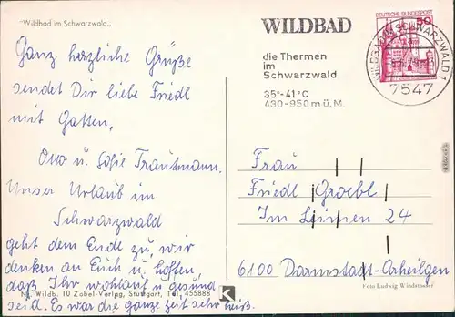 Bad Wildbad Seilbahn zum Kurhotel, Hotel mit Bachlauf, Pavillon 1979