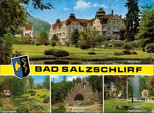 Bad Salzschlirf Badehof, Kurpark, Mariengrotte, Musikpavillon 1979