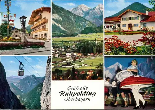 Ruhpolding Dorfplatz, Sonntagshorn, Kurhaus, Rauschbergbahn   1975