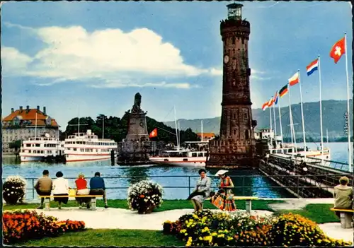 Ansichtskarte Lindau (Bodensee) Hafen und Boote 1963