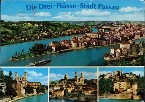 Ansichtskarte Passau Überblick, Dom, Burg 1980