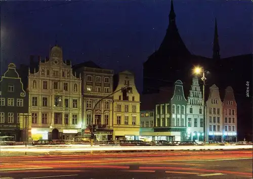 Rostock Neuer Markt - Marktplatz - Ernst-Thälmann-Platz bei Nacht 1986