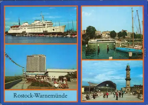 Warnemünde-Rostock Fährschiff "Warnemünde", Hotel "Neptun",  Leuchtturm 1988