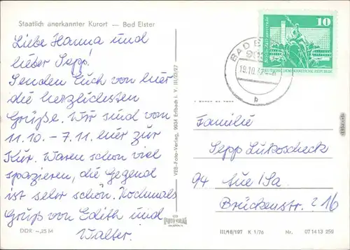 Ansichtskarte Bad Elster Badecafé, Moritzquelle, Kurtheater, Kurhaus 1976