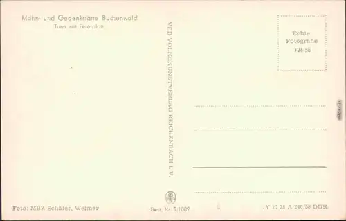 Ansichtskarte Weimar KZ Buchenwald Gedenkstätte Turm mit Feierplatz 1958