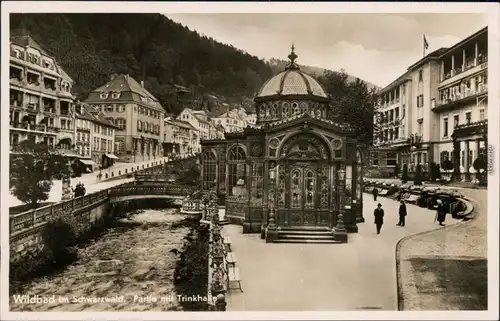 Ansichtskarte Bad Wildbad Partie mit Trinkhalle 1932