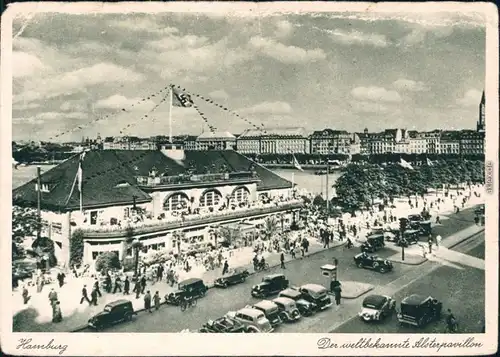 Ansichtskarte Hamburg Alsterpavillon mit Oldtimern  1940