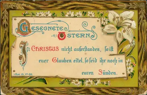 Ansichtskarte  Glückwunsch: Gesegnete Ostern 1911 Goldrand