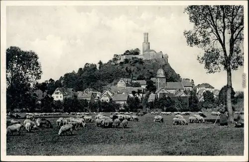 Ansichtskarte Felsberg (Hessen) Stadt, Burg und Schafherde 1935 