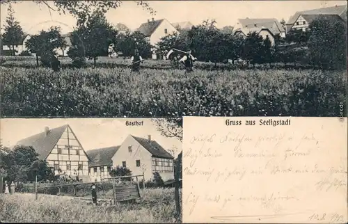 Ansichtskarte Seeligstadt-Klipphausen Stadt und Gasthof - 2 Bild 1912 